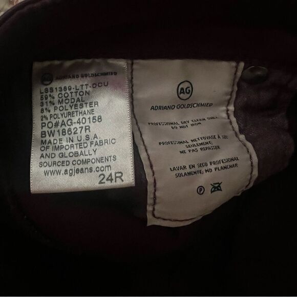 Adriano Goldschmied Burgundy Coated The Legging Ankle Skinny Pants Size 24R - Picture 8 of 9